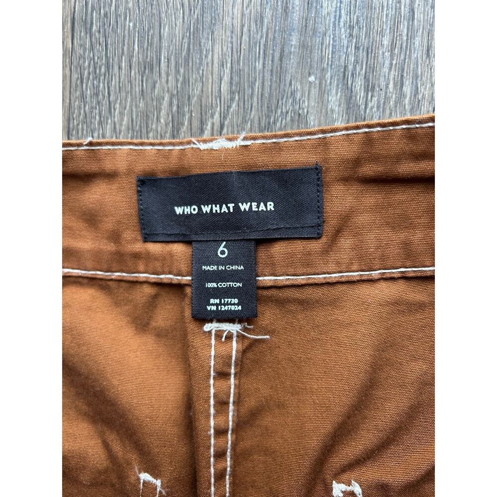 🥶 WhoWhatWear Dark Tan Wide Leg Cropped High Rise Pants Size 6 - Picture 11 of 12
